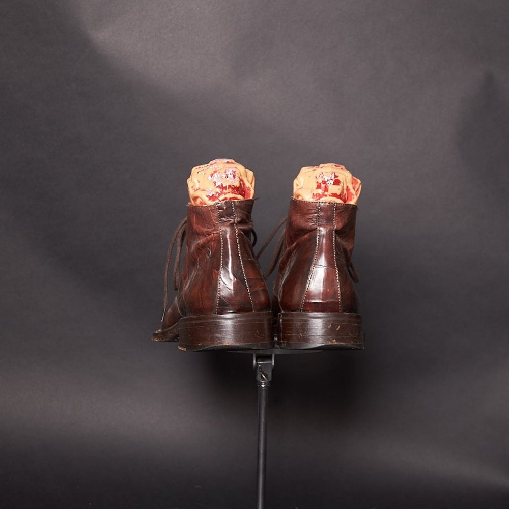 Vintage Ghost Leather Ankle Boots